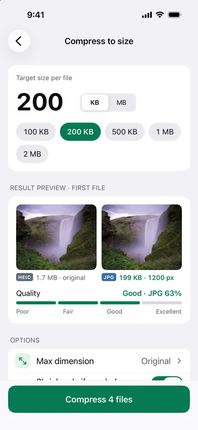 Stripix Compress screen