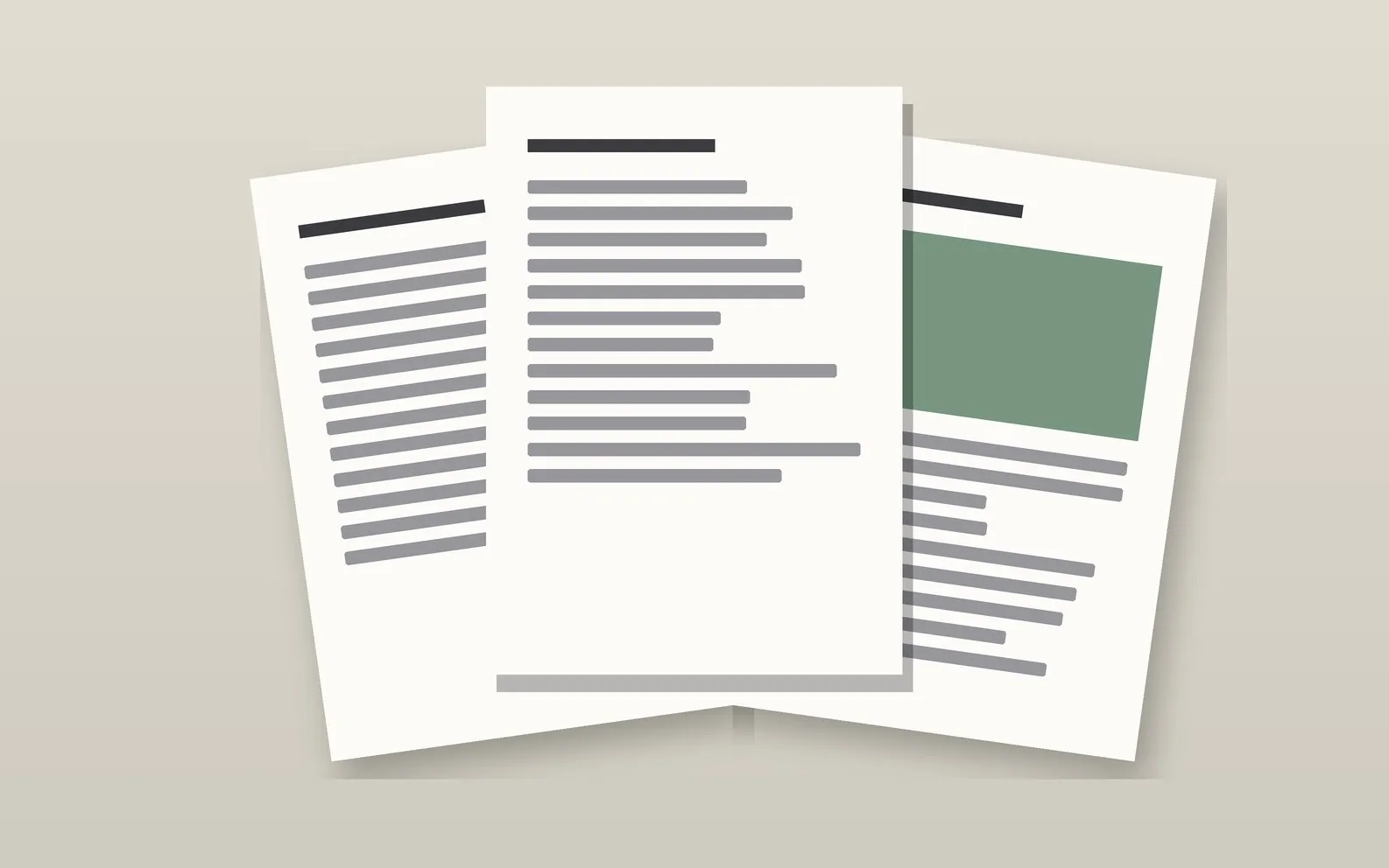 Illustration: three pages overlapping into one stack