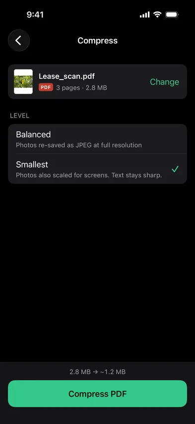 Stripix Compress PDF screen