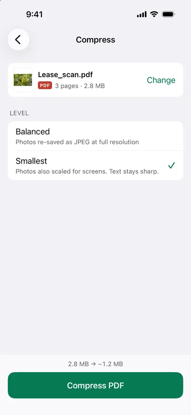 Stripix Compress PDF screen
