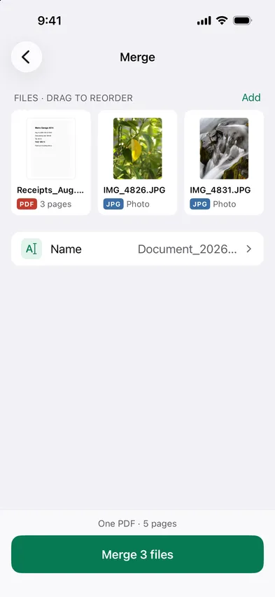 Stripix Merge PDFs screen