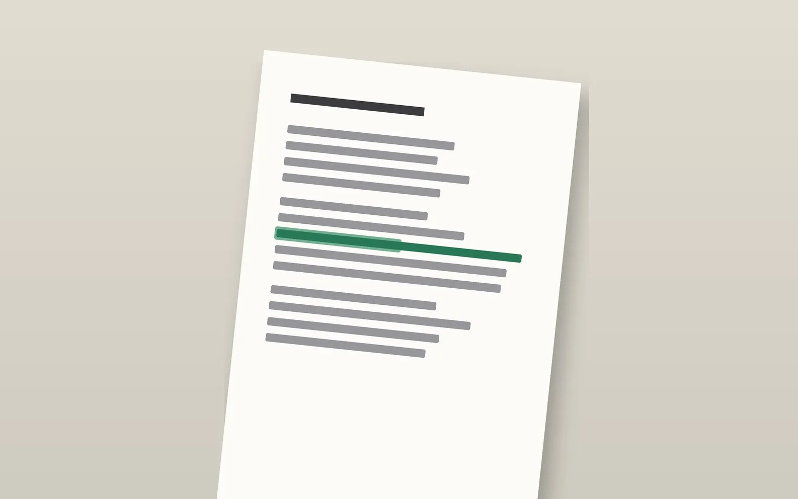 Illustration: a page with one line of text highlighted