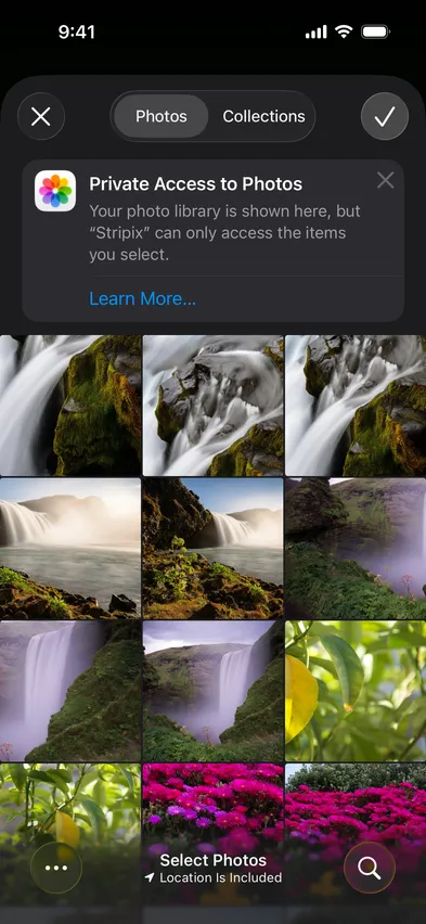 Stripix photo picker screen