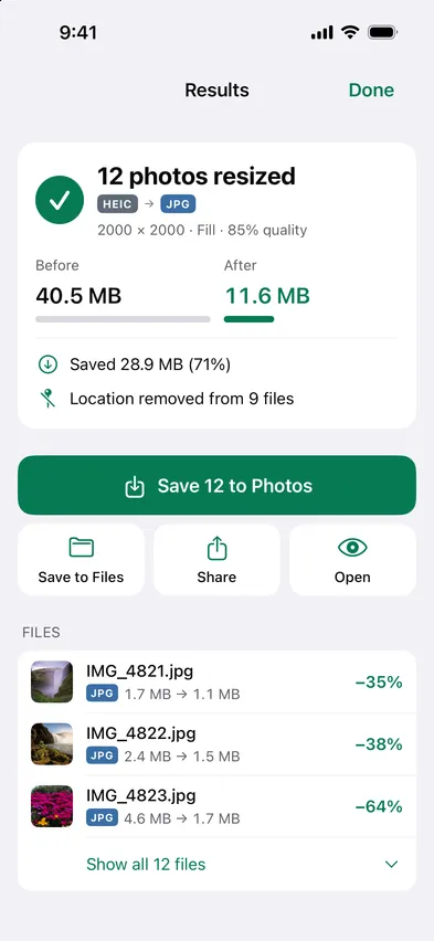 Stripix workflow results screen